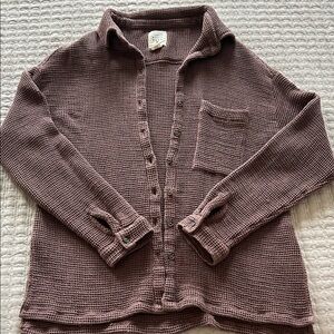 Billabong Waffle Knit Shirt Jacket in Brown